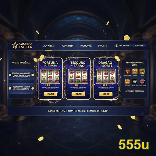 Tela com slots atrativos em cassino ao vivo na 555u